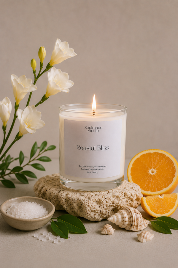 Coastal Bliss Luxe Candle | Sea Salt, Freesia & Green Leaves